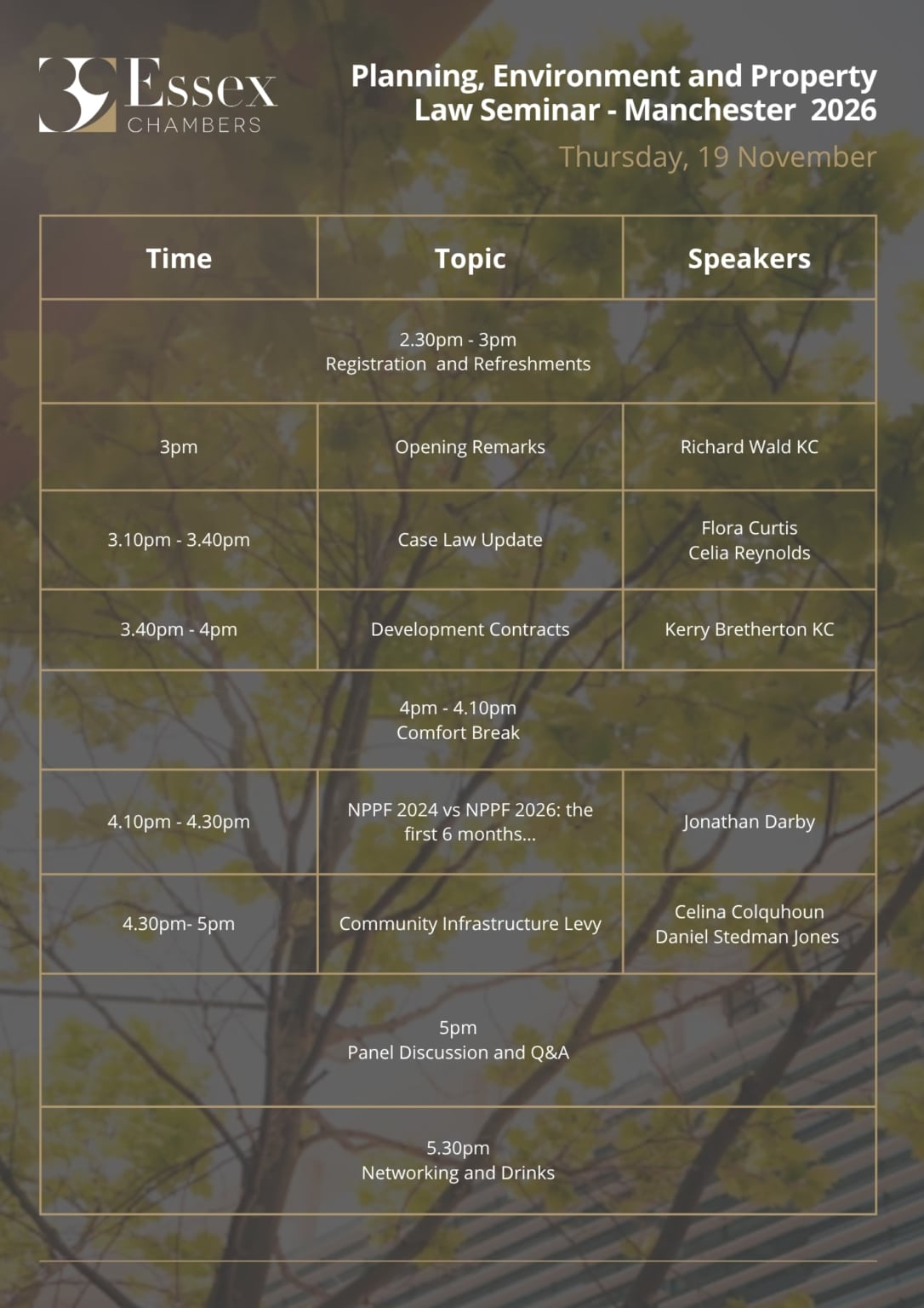 Manchester Environment Planning, Environment and Property Seminar - Manchester 2026 | 39 Essex ...